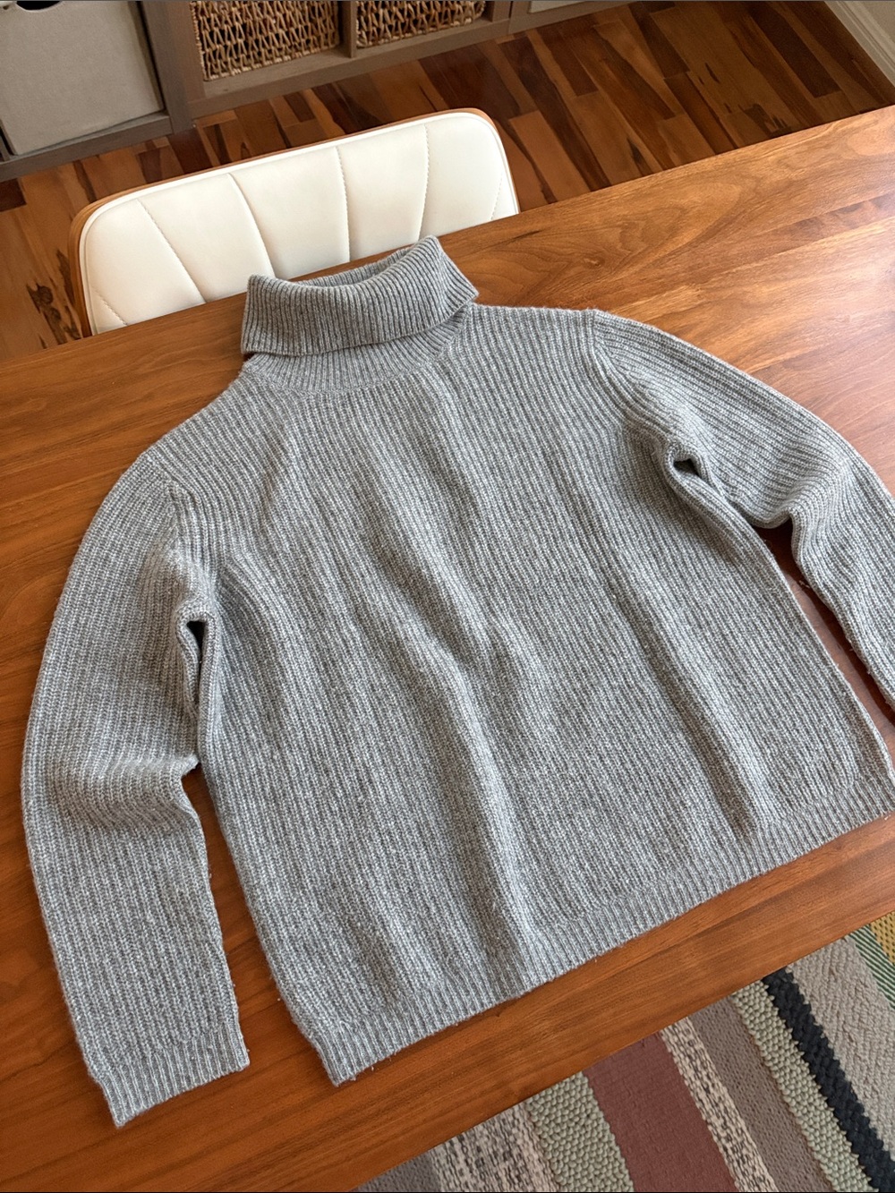 Quince Mongolian Cashmere Fisherman Turtleneck Sweater Heather Gray Size XS - Picture 5 of 11